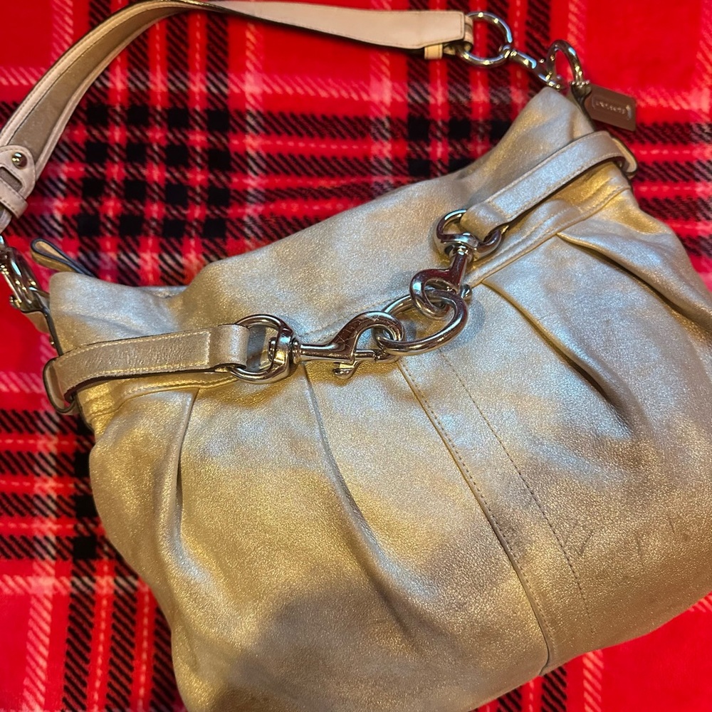 Coach Metallic Silver Shoulder Bag